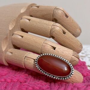 Carnelian stone sterling silver 925 statement ring size 5.5